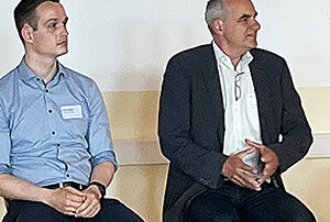 Moderator Marco Branig im Gespräch mit Dr. Andreas Wilde, Oliver Gnepper und Jens-Torsten Jacob (v. r.)