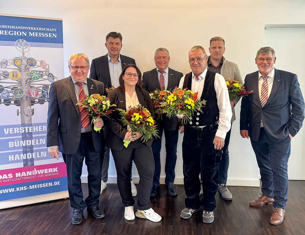 v. l.: Peter Liebe, Thomas Möbius, Janine Berger, Mario Scholz, Roberto Heilscher, Robert Mühlberg und Jens-Thorsten Jacob