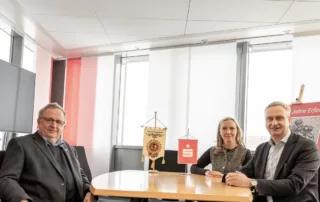 Peter Liebe (links) nach dem Interview mit Daniel Höhn (rechts) und Stefanie Kuke